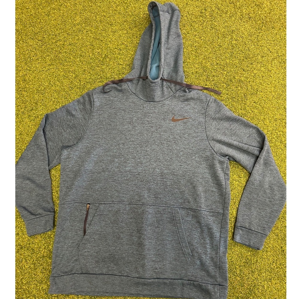 Nike Therma-FIT Mens XL Hoodie Blue Grey Heathered Fleece Sweatshirt R8L3BB24